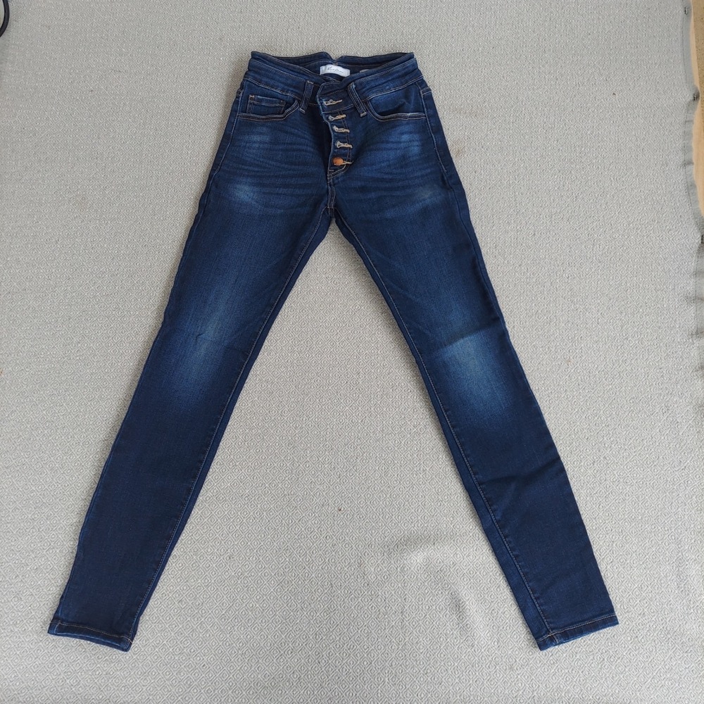 KanCan Jeans Womens 26 Blue Signature High Rise Skinny Button Fly VBK1767S